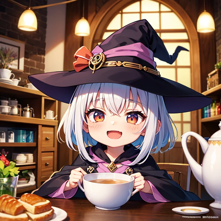 masterpiece, highest quality, Chibi, wizard's tea party, handsome male witch, beautiful witch, Happy, lively, colorful