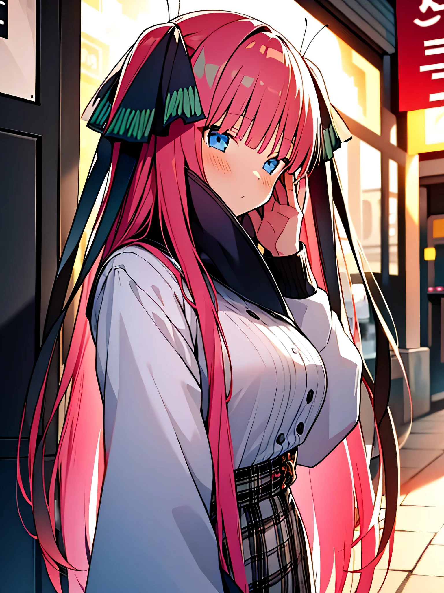 All intricate details: "(masterpiece, best quality, HuTaoV4, 1girl, solo, blush, twintails, long hair, hair between eyes, ((streetwear clothes)), city, outdoors, night, movie poster, extremely detailed 8K, fir breats, medium breasts, smooth, high resolution, ultra quality, extremely thin and light clothing transparent as air, cinematic lighting, ambient occlusion, hd, 2k, 4k, 8k, 16k, extremely detailed anime, detailed faces, perfect composition, wide shot, atmospheric lighting, very sexy, lift skirt, random low angle, uncensored, nsfw)"