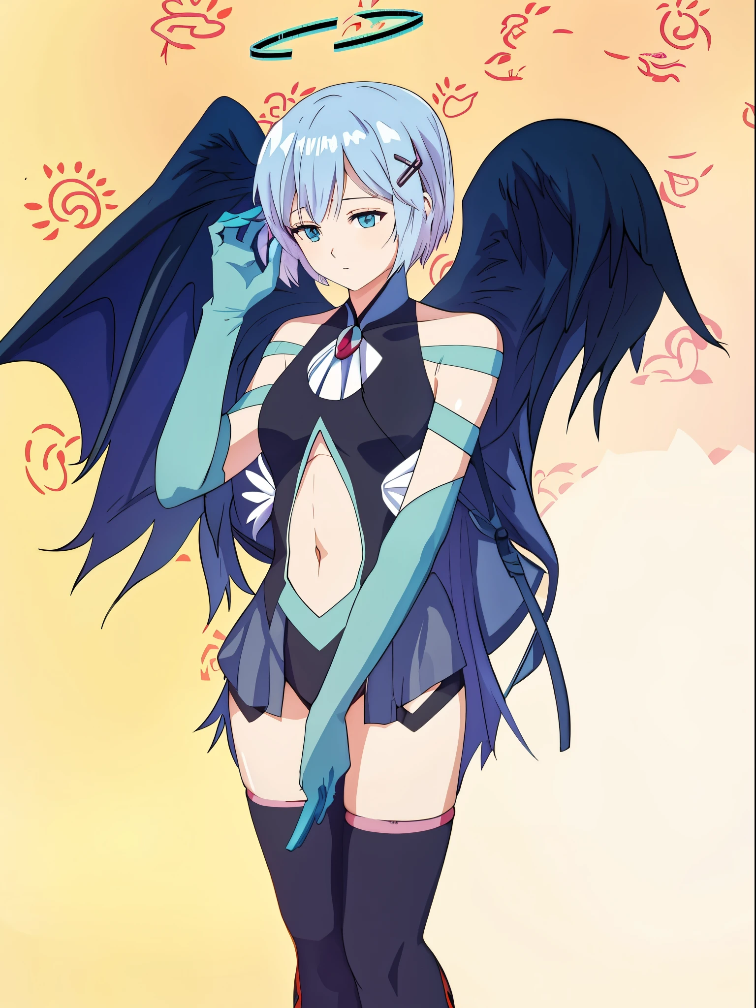 garota de anime com asas de anjo e uma roupa preta, rem rezero, demon anime girl, garota de anime desonesta ayanami rei, young harpia-girl, morrigan, villain has black angel wings, garota monstro de anime, black wings instead of arms, rimuru, tem asas pretas, inka harpia girl, ayanami, Rei Ayanami, harpia, garota sexy, peitos grandes, garota fofa