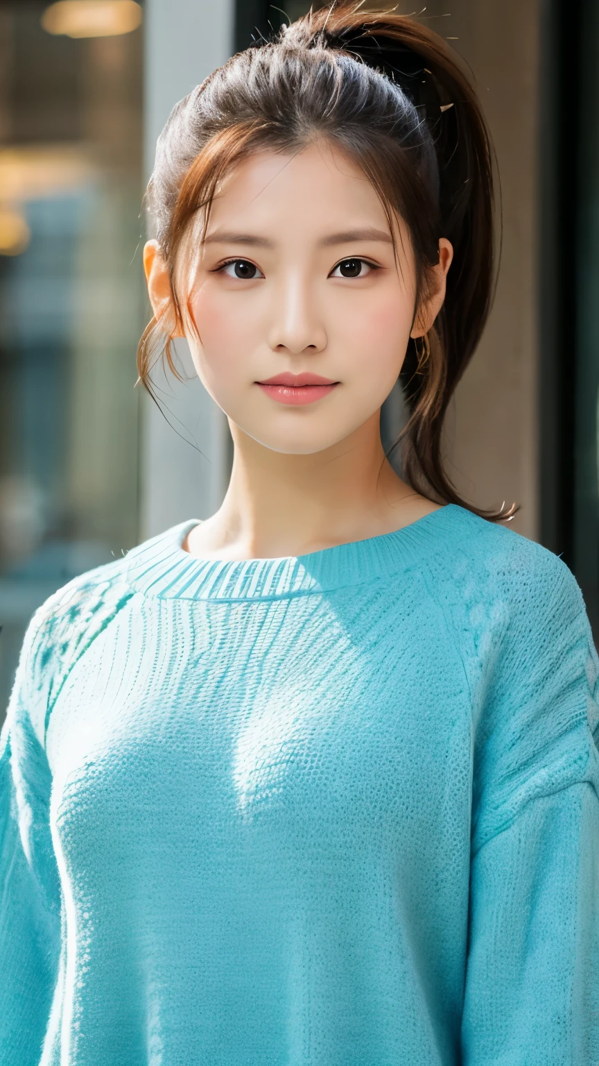 Woman standing with a ponytail