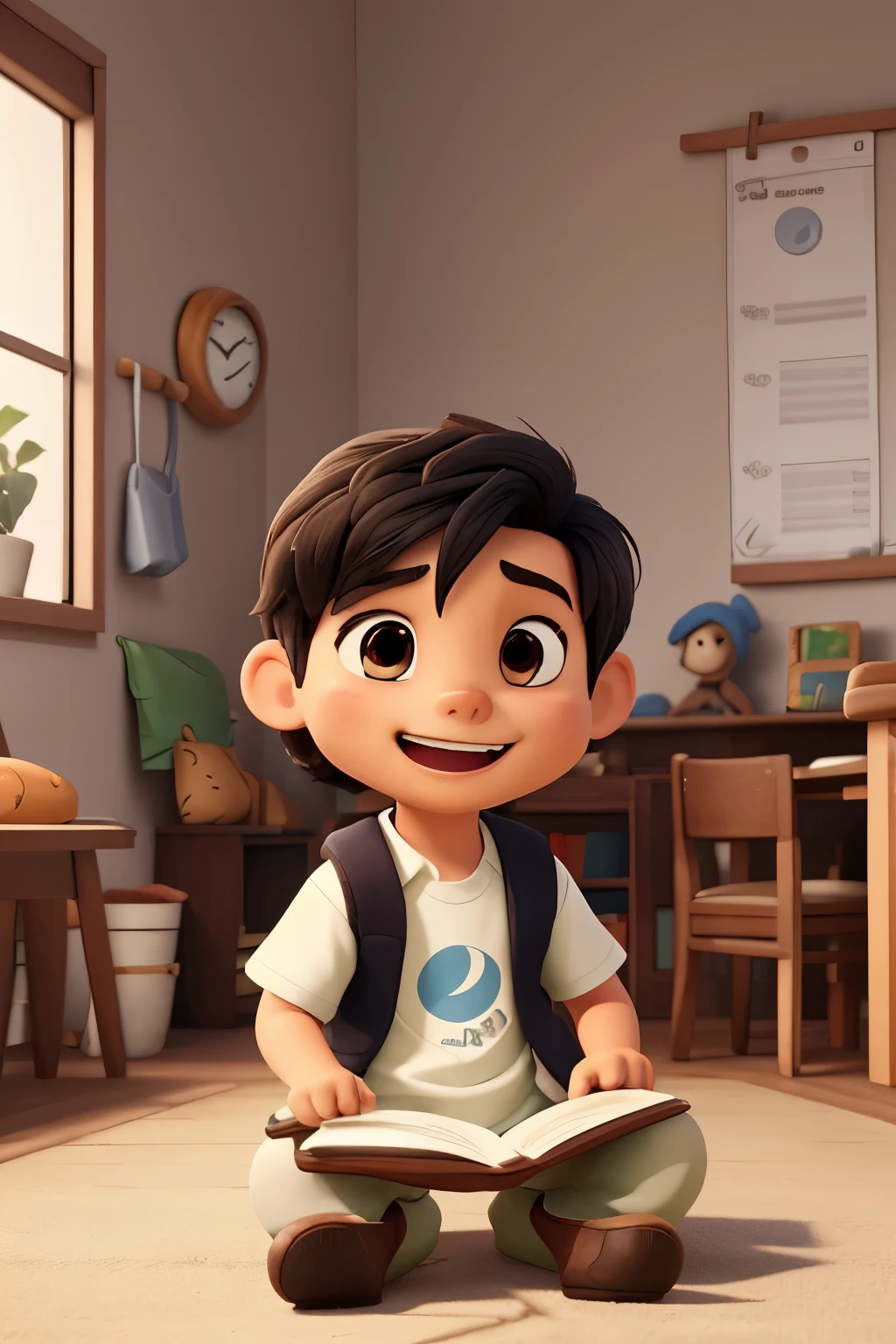 create a character set of this same character but with different positions of his body dancing, playing football and sitiing on chair and keep the background a simpler gray coolor