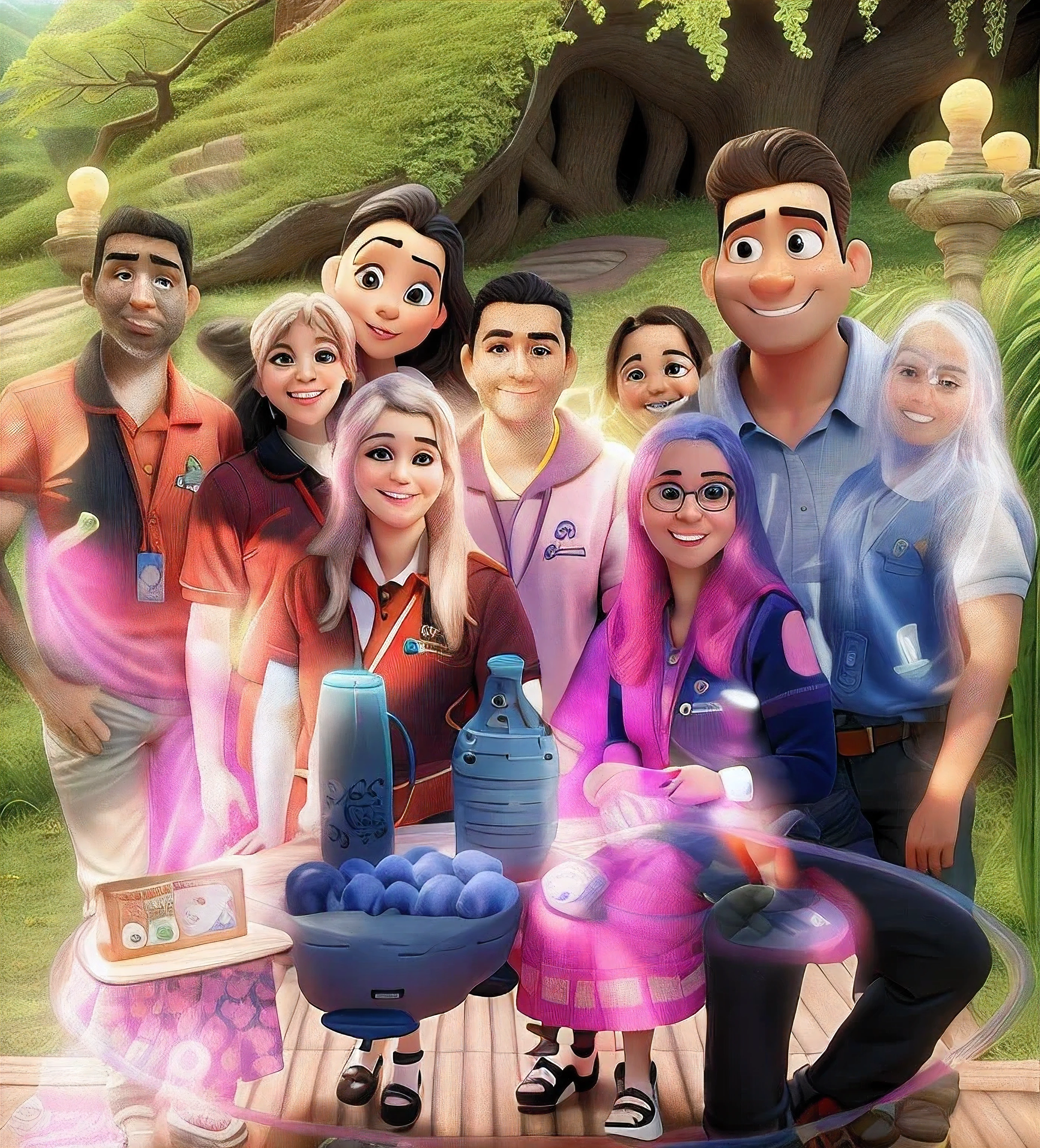 Uma familia estilo disney pixar, alta qualidade, rostos realistas parecidos com essa foto
