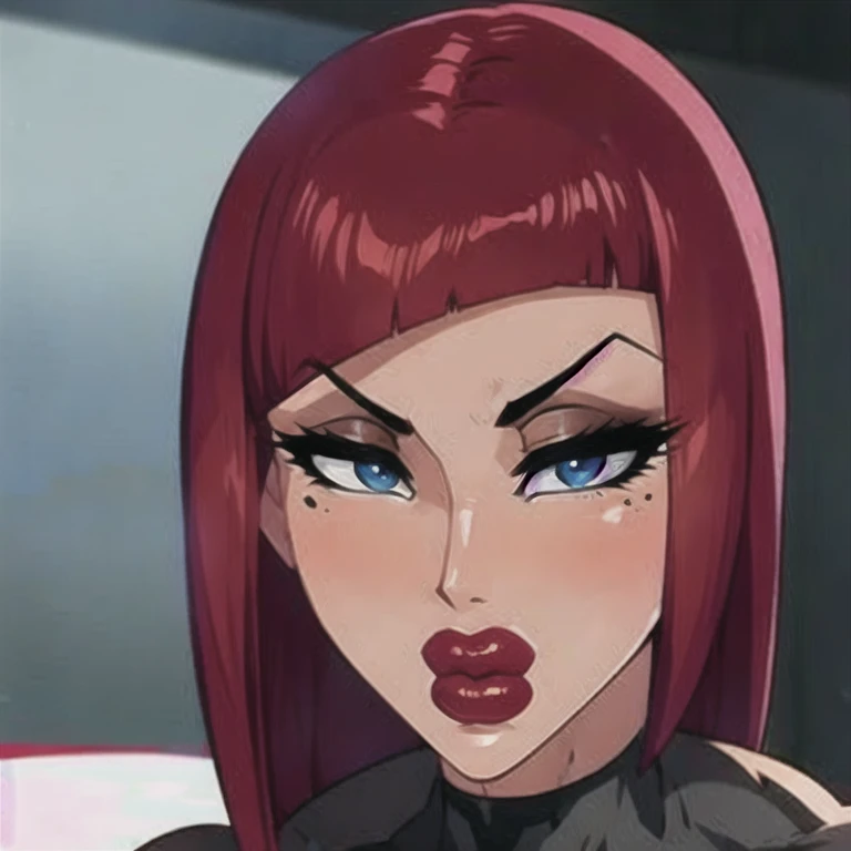 (masterpiece, best quality:1.2), 1girl, solo
red hair blue eyes mole under eye masterpiece best quality