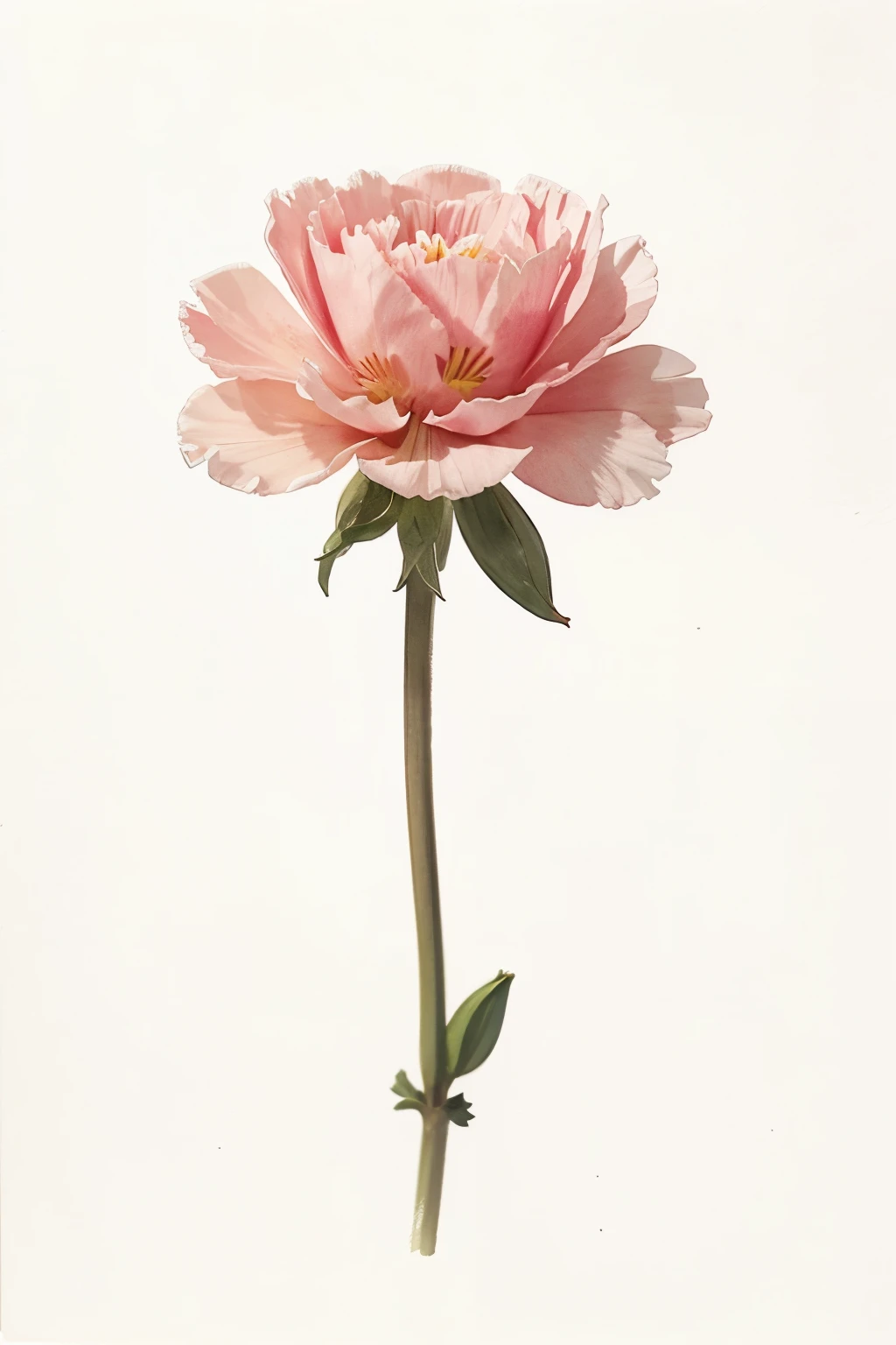 a single carnation flower in the style of watercolor pseudo, white background