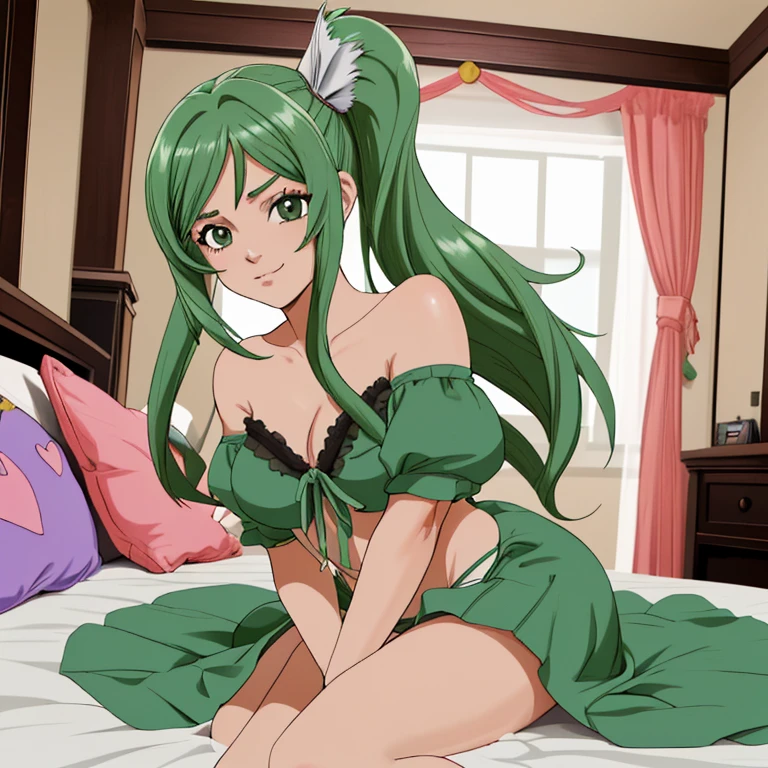 c.c.、Code Geass、Green Hair、Wedding dress、church、Stained glass、Cute Woman、Thick thighs、Best image quality、High resolution、masterpiece、super high quality、Spread your legsしゃがむ、orgasm face、Spread your legsしゃがむ、Black patterned panties、Big Ass、Big Breasts 、Blushing、4K quality、Blushing、Proud face、Wearing black knee socks、bed、Spread your legsしゃがむ、Sweaty all over、Heavy breathing、Chest is bobbing up and down、heart、Condescending look、Low - Angle、Zoom in on the crotch、Cowboy Shot, Spread your legs、spread legs