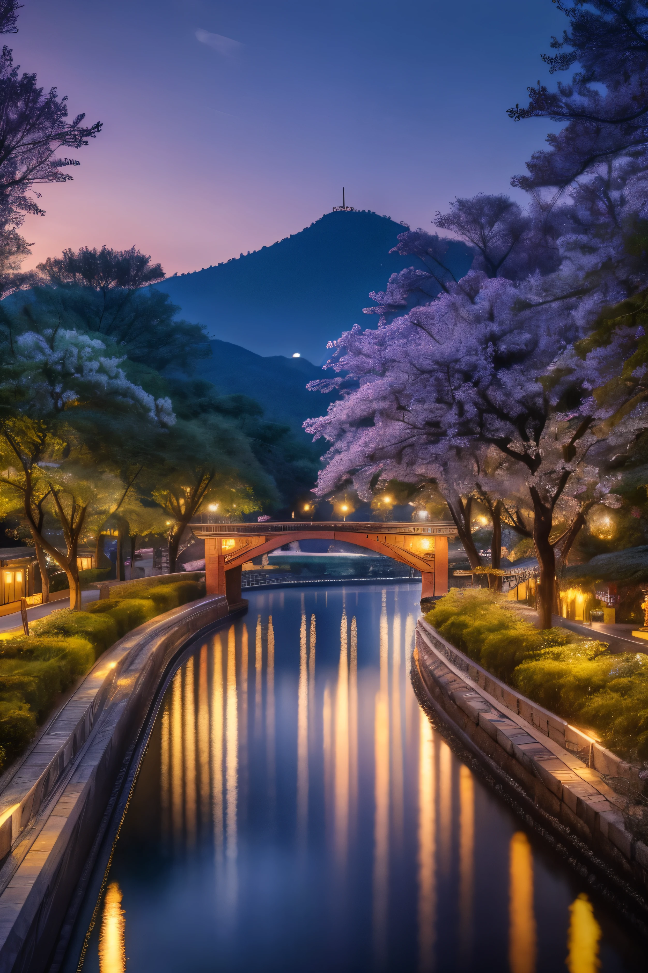 Amidst the enchanting spring evening in Seoul, the Hangang River glimmers with an exquisite array of lights, reflecting off the serene water surface. The beautiful nature is adorned with ultra-realistic hues, captured in exceptional quality through the lens of a Macro 8K camera. The ultra high definition RAW images reveal every intricate detail of the scenery, from the delicate petals of the blooming flowers, to the shimmering water droplets on the leaves. This masterpiece of photography is a testament to the cinematic and dramatic beauty of springtime in Seoul. (Adobe Lightroom, Photographic Affinity, PhotoDirector