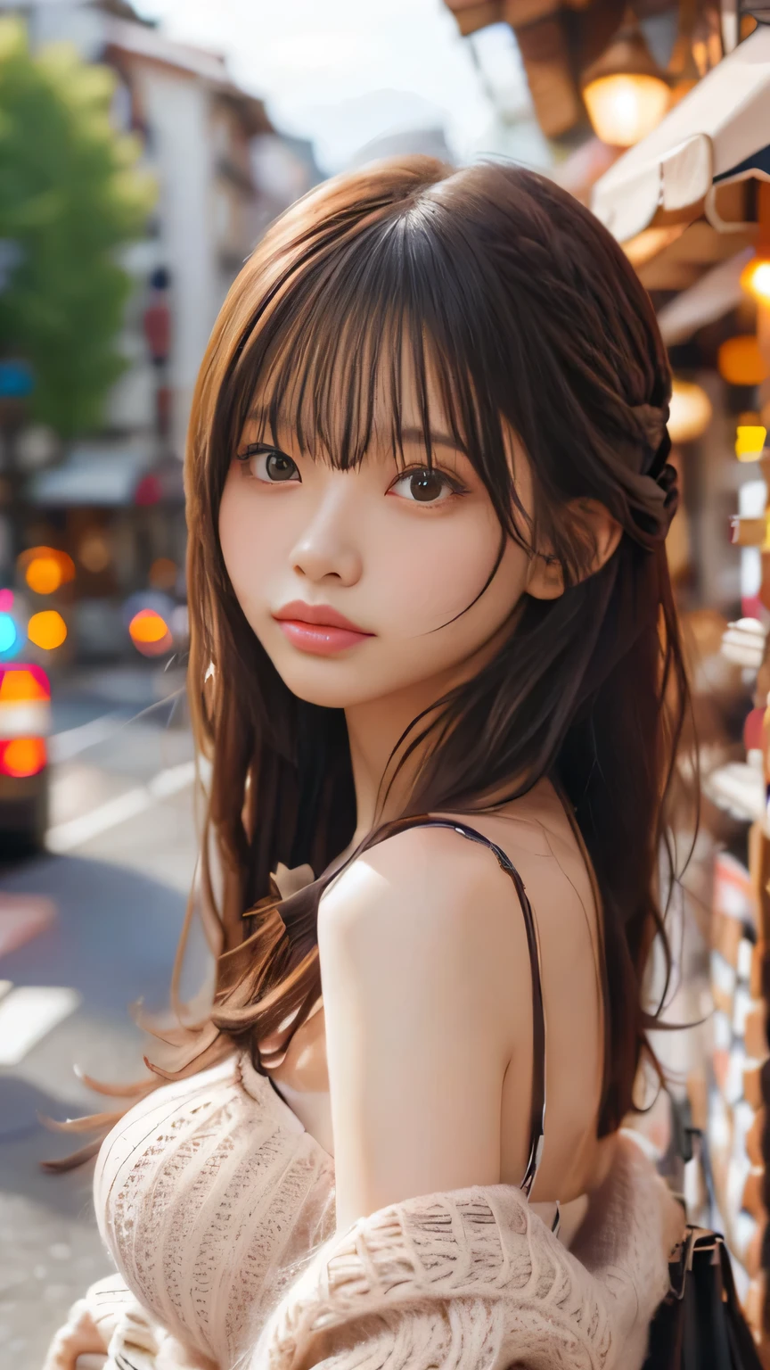 sexy big breasts、18 year old beautiful girl sexy and cute looks and cute, Beautiful and sexy face、The strong wind blows the hair in front of my face、Metallic pink long French braid hair with cute and sexy eyes hidden by long bangs