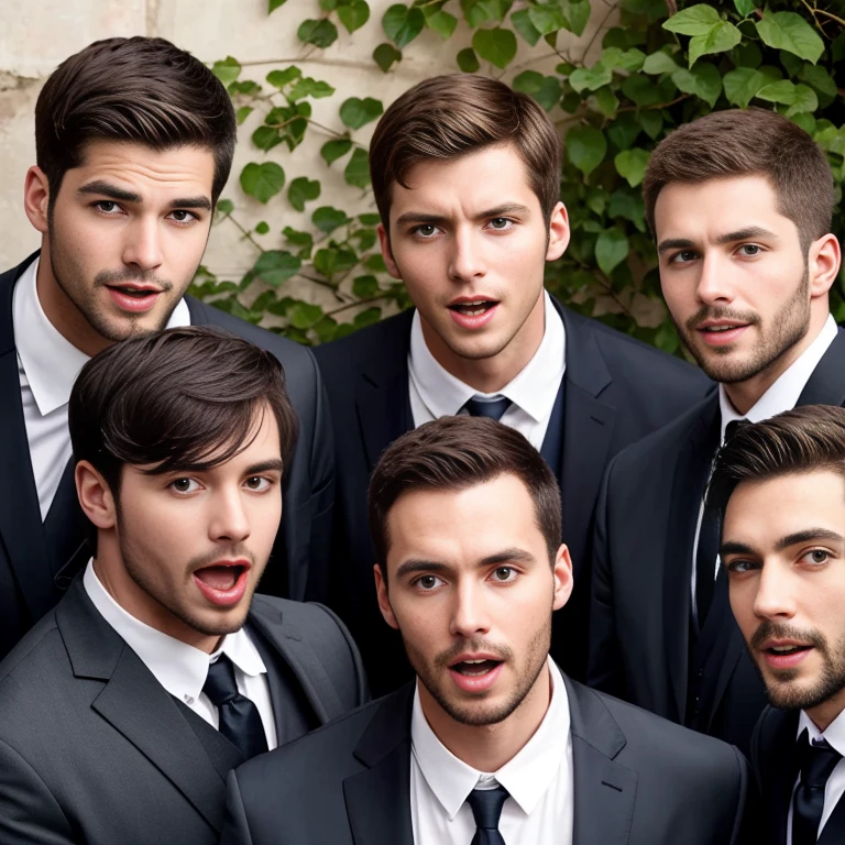 Asmonean group of men singing, focus on the face