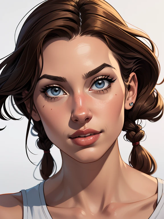 Personagem Lara croft nua pelada sem roupas  magem de desenho animado de uma mulher .cartoon style illustration, estilo de arte dos desenhos animados, estilo de arte dos desenhos animados, digital illustration style, design de personagens altamente detalhado, arte digital detalhada fofa, City fan art, Design de personagens de retrato, beautiful digital illustration, retrato de alta qualidade, Arte em quadrinhos, mulher jovem.  expression of sexual desire white background