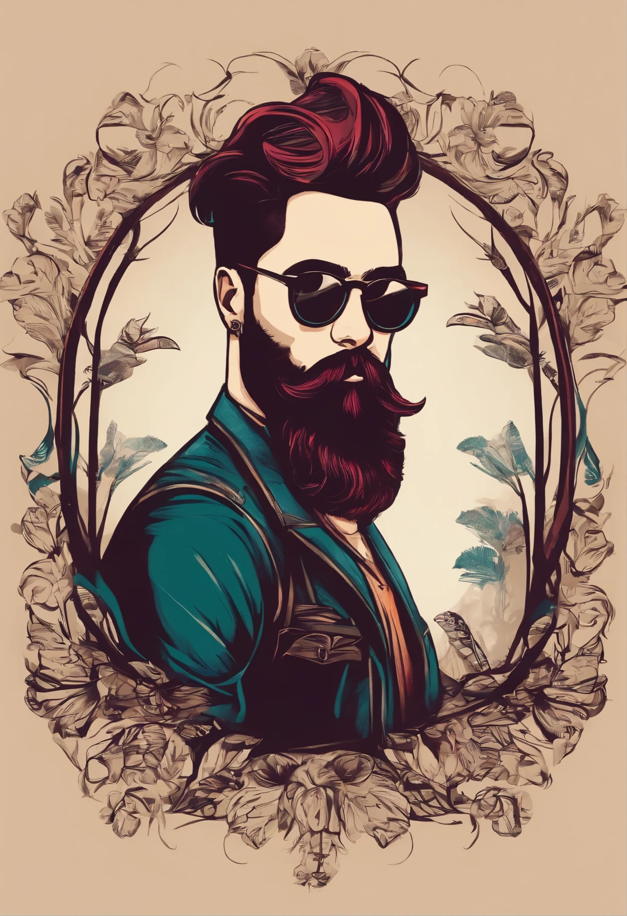 criar logotipo de homem hipster com uma lontra. He is a hairdresser