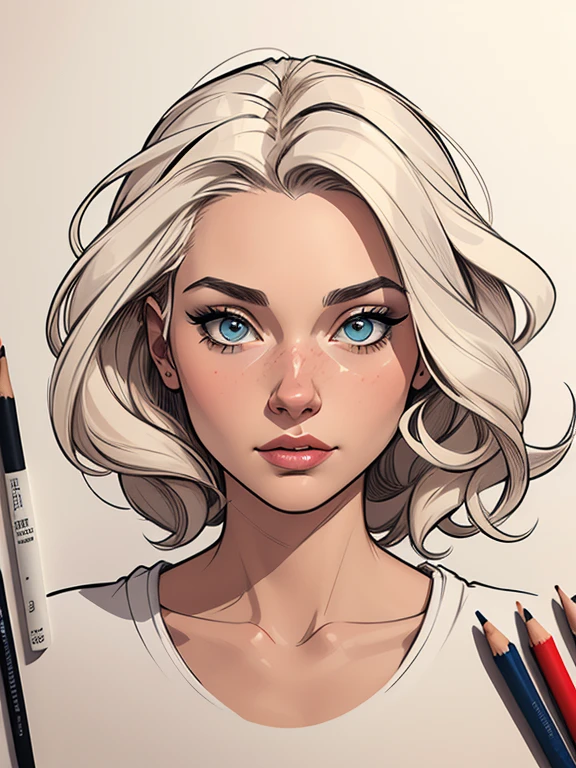 Personagem Atriz Jennifer Connellyomagem de desenho animado de uma mulher .cartoon style illustration, estilo de arte dos desenhos animados, estilo de arte dos desenhos animados, digital illustration style, design de personagens altamente detalhado, arte digital detalhada fofa, City fan art, Design de personagens de retrato, beautiful digital illustration, retrato de alta qualidade, Arte em quadrinhos, mulher jovem. expression of sexual desire white background