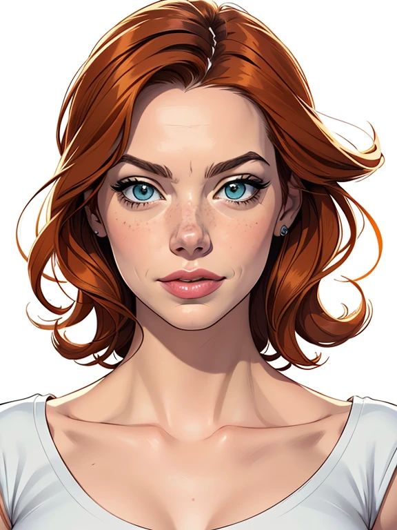 Personagem Atriz Emma Stone imagem de desenho animado de uma mulher .cartoon style illustration, estilo de arte dos desenhos animados, estilo de arte dos desenhos animados, digital illustration style, design de personagens altamente detalhado, arte digital detalhada fofa, City fan art, Design de personagens de retrato, beautiful digital illustration, retrato de alta qualidade, Arte em quadrinhos, mulher jovem. expression of sexual desire white background