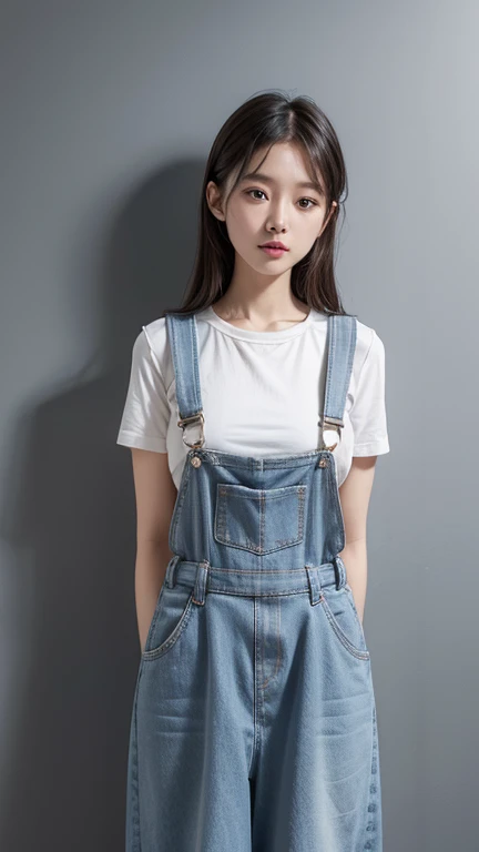 dungarees skirt light blue thin flower pattern , big breast