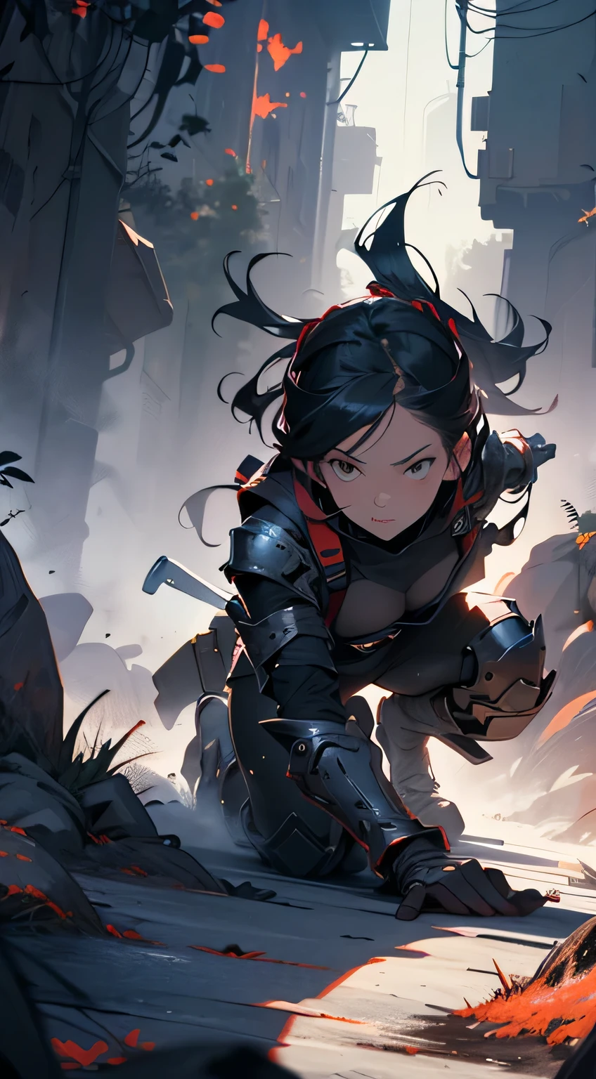 on come to life. The colors in the image are vibrant and rich, with deep reds and blacks dominating the palette. The lighting is dramatic, casting bold shadows and highlighting the intricate details of the characters and their surroundings. The overall composition of the image is carefully balanced, with the main characters positioned in the foreground and the lava landscape stretching out into the distance. The image is rendered in hyperrealistic quality, capturing every minute detail with astonishing precision. The fine textures of the lava and the armor are particularly emphasized, creating a tactile and immersive viewing experience. With its meticulous attention to detail and captivating subject matter, this image is truly a masterpiece of digital art.