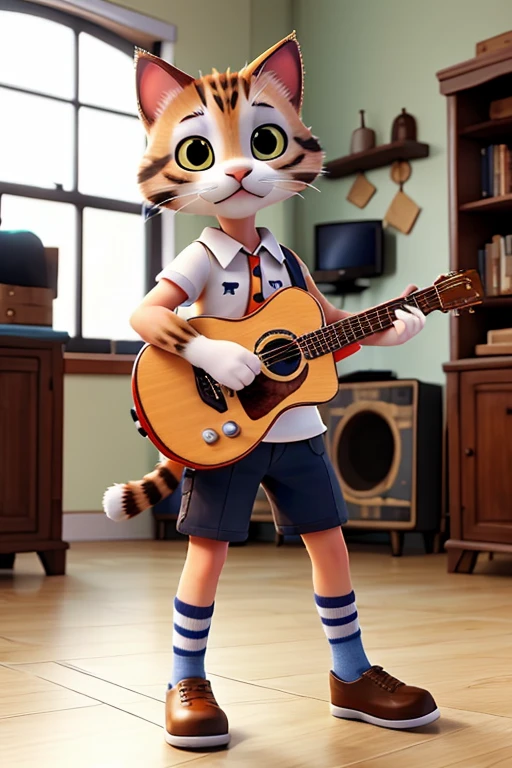 a cat playing guitar