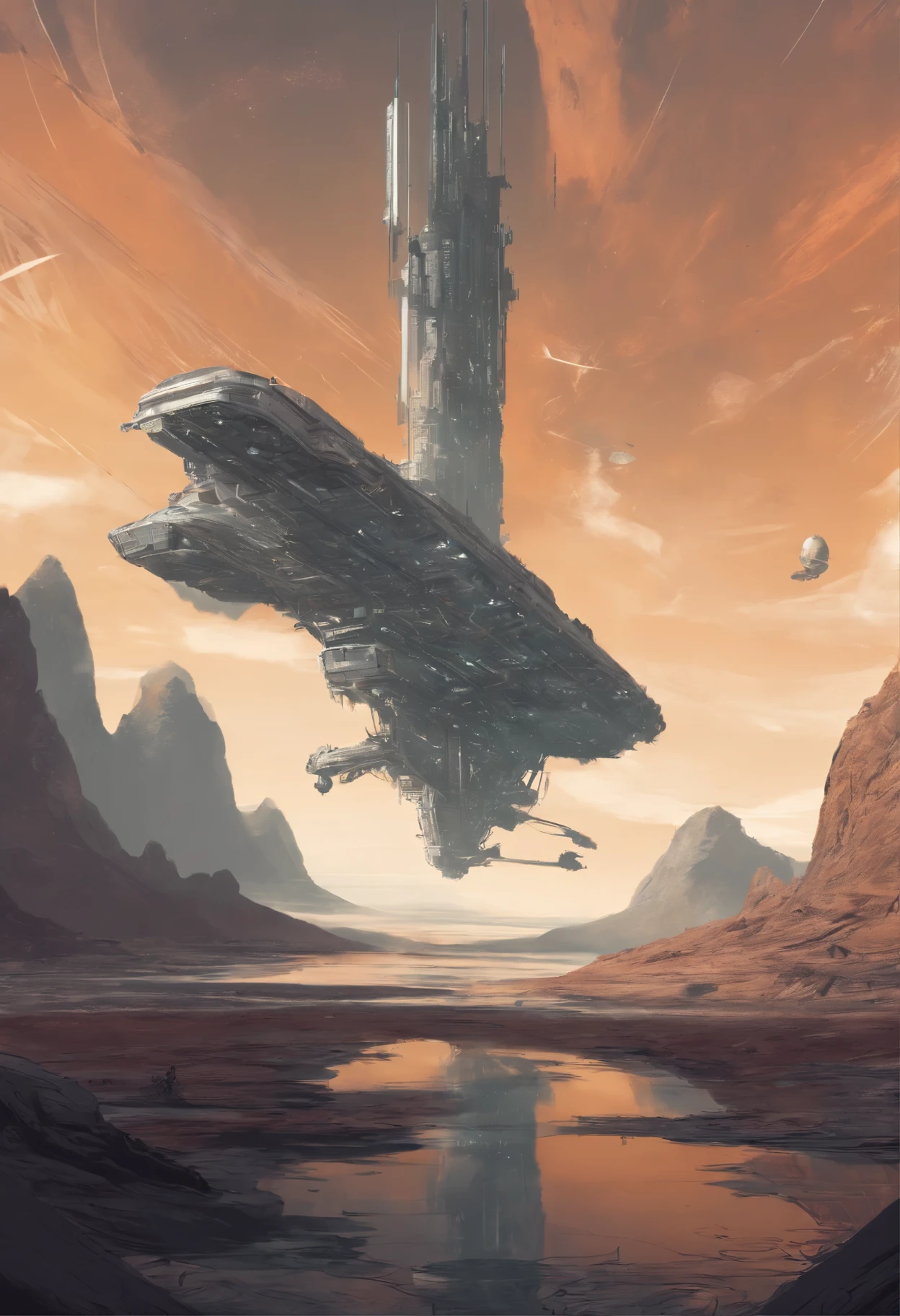 conceito de nave espacial do tamanho de Planeta. Uma aeronave humana super colossal sobrevoando a terra