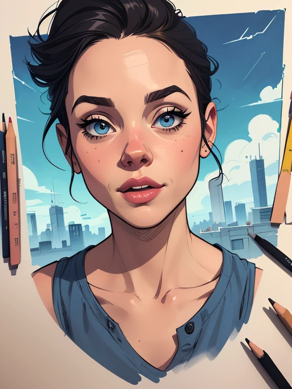 Personagem Christina Ricci Imagem de desenho animado de uma mulher .cartoon style illustration, estilo de arte dos desenhos animados, estilo de arte dos desenhos animados, digital illustration style, design de personagens altamente detalhado, arte digital detalhada fofa, City fan art, Design de personagens de retrato, beautiful digital illustration, retrato de alta qualidade, Arte em quadrinhos, mulher jovem. fantasia espartilho sensual. expression of sexual desire
