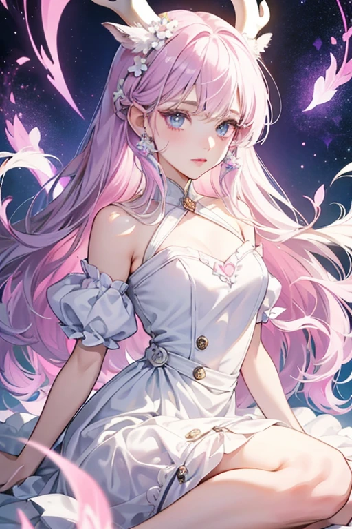 Diana is a white deer with a curled, lilac lock of hair. She wears pale pink makeup and black mascara with two eyelashes towards the end. Her hooves and the outside edge of her ears are a matching pink, along with a sky blue gradient. The insides of her ears are the same lilac as her hair. In New Leaf, she initially wears a natty tee, a Gracie Design. In New Horizons, she wears a mysterious dress. SPARKLE; GLITTER