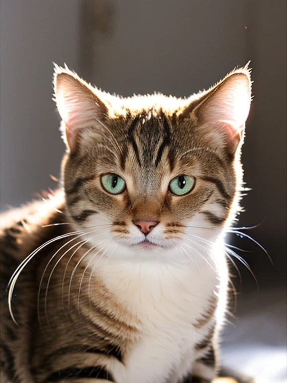 Cheerful smiling cat、bright light