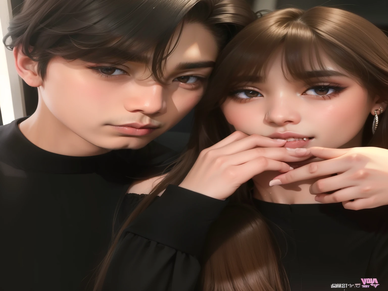hay dos personas posando juntas en una foto, taehyung de bts y jennie de blackpink