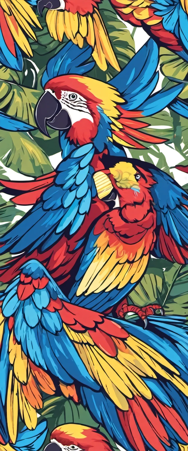 blue macaw flying head-on as if it were in the direction of the viewer with wings open with vector style using a maximum of 6 colors