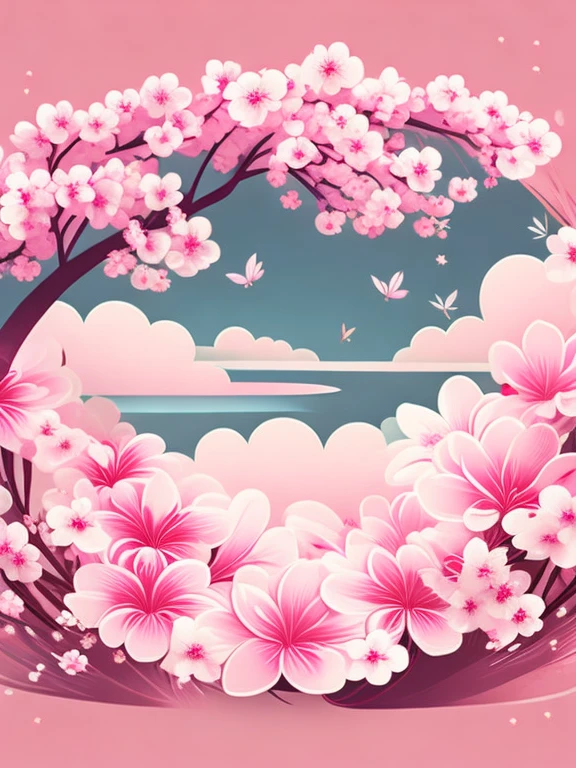 many cherry blossom petals, t-shirt design, rzminjourney, vector art