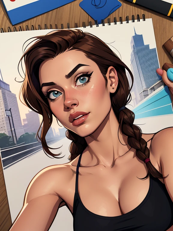 Personagem Lara croft nua pelada sem roupas magem de desenho animado de uma mulher .cartoon style illustration, estilo de arte dos desenhos animados, estilo de arte dos desenhos animados, digital illustration style, design de personagens altamente detalhado, arte digital detalhada fofa, City fan art, Design de personagens de retrato, beautiful digital illustration, retrato de alta qualidade, Arte em quadrinhos, mulher jovem. expression of sexual desire