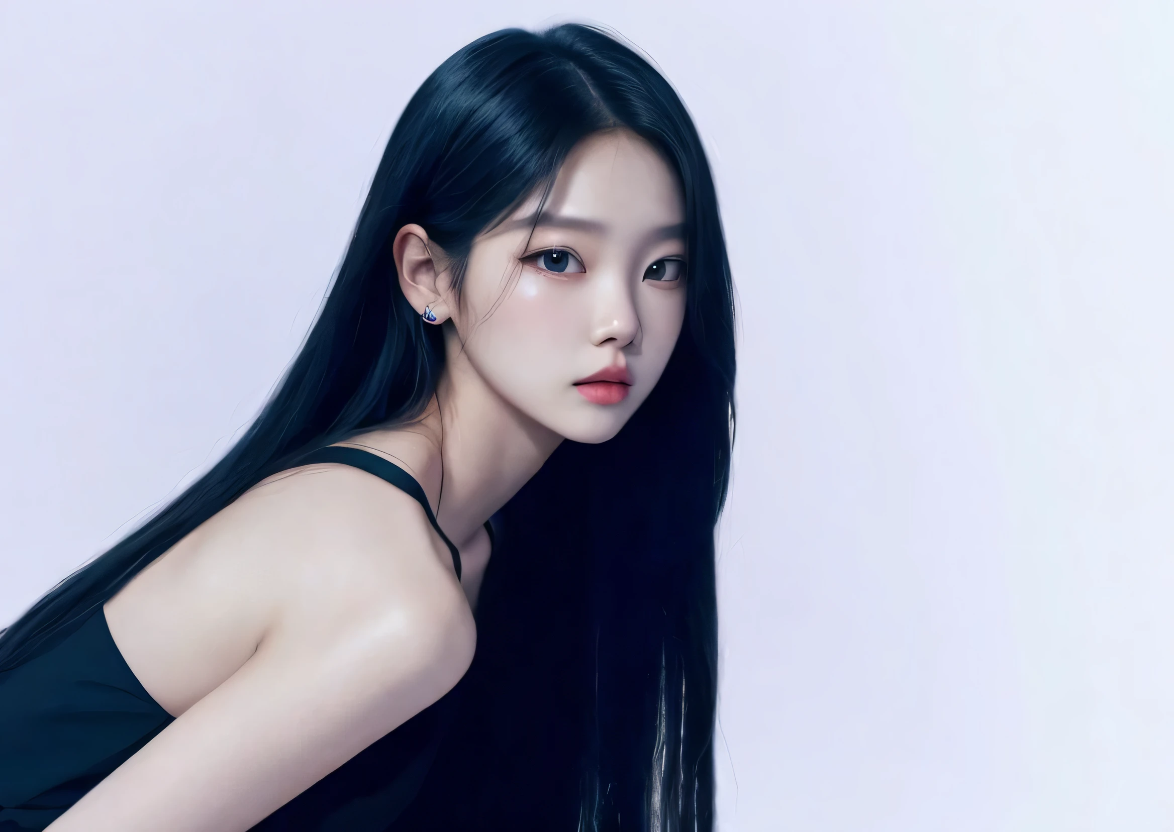 una mujer con cabello largo y negro con un vestido negro, jennie rosa negro, Jaeyeon Nam, portrait of jossi de blackpink, Gongbi, hermosa mujer surcoreana, jinyoung shin, muchacha coreana, ulzzang, heonhwa choe, jossi de blackpink, Hwang se - es, Lee Ji Eun, Lee Ji-Eun, aparcar desde-min
