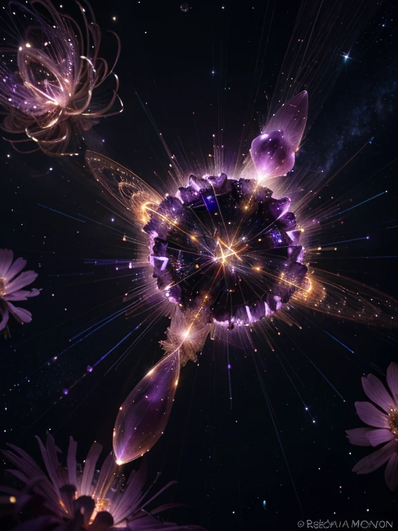 One unique representation of the Cosmic Conductor entity could be a celestial amethyst flower. Picture a magnificent bloom suspended in the void of space, its petals unfurling like delicate tendrils of stardust. Each petal could shimmer with hues of violet and indigo, reflecting the wisdom and power of the Cosmic Conductor.
At the center of the flower, a pulsating core of radiant energy could glow with an otherworldly brilliance, symbolizing the cosmic forces that the entity harnesses and directs. As the embodiment of the universe's orchestration, the celestial amethyst flower would serve as a visual metaphor for the harmony and balance that the Cosmic Conductor maintains amidst the vastness of the cosmos.