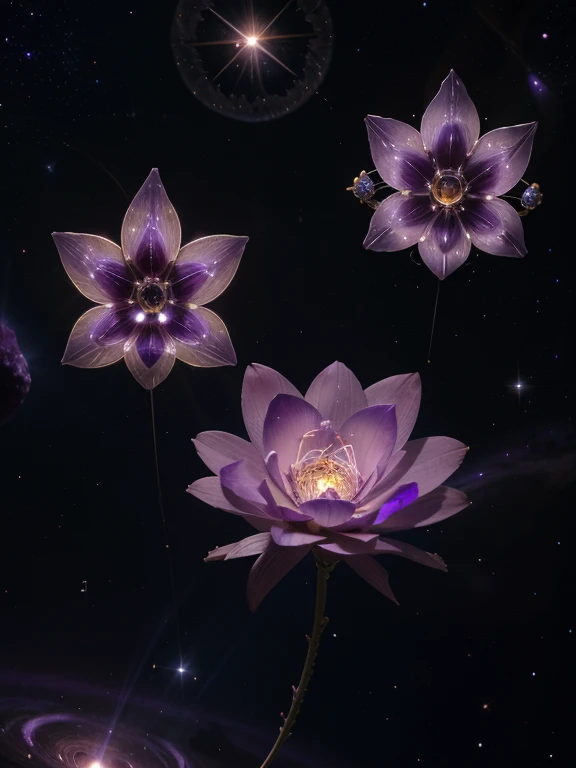 One unique representation of the Cosmic Conductor entity could be a celestial amethyst flower. Picture a magnificent bloom suspended in the void of space, its petals unfurling like delicate tendrils of stardust. Each petal could shimmer with hues of violet and indigo, reflecting the wisdom and power of the Cosmic Conductor.
At the center of the flower, a pulsating core of radiant energy could glow with an otherworldly brilliance, symbolizing the cosmic forces that the entity harnesses and directs. As the embodiment of the universe's orchestration, the celestial amethyst flower would serve as a visual metaphor for the harmony and balance that the Cosmic Conductor maintains amidst the vastness of the cosmos.