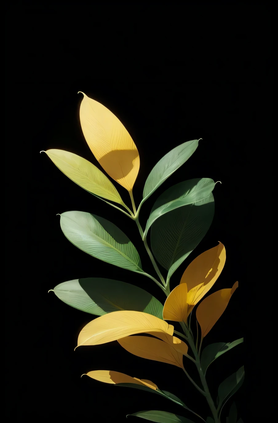 Create an image of a green plant with leaves, simple background,
A yellow backdrop provides a calming contrast,
Relaxed and fine proportions accentuate its beauty,
Golden hues subtly blend with the verdant tones,
On a simple background, it appears tranquil and serene,
A soft yellow canvas adorned with yellow flowers around,
Lush greens and vibrant yellows come together,
Without text or clutter, the plant takes center stage,
In a simple yet harmonious composition, it radiates a sense of ease.