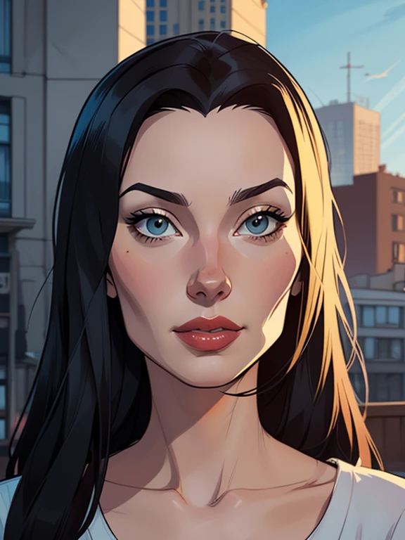 Personagem Morticia Addamsnua pelada sem roupas  magem de desenho animado de uma mulher .cartoon style illustration, estilo de arte dos desenhos animados, estilo de arte dos desenhos animados, digital illustration style, design de personagens altamente detalhado, arte digital detalhada fofa, City fan art, Design de personagens de retrato, beautiful digital illustration, retrato de alta qualidade, Arte em quadrinhos, mulher jovem.  expression of sexual desire