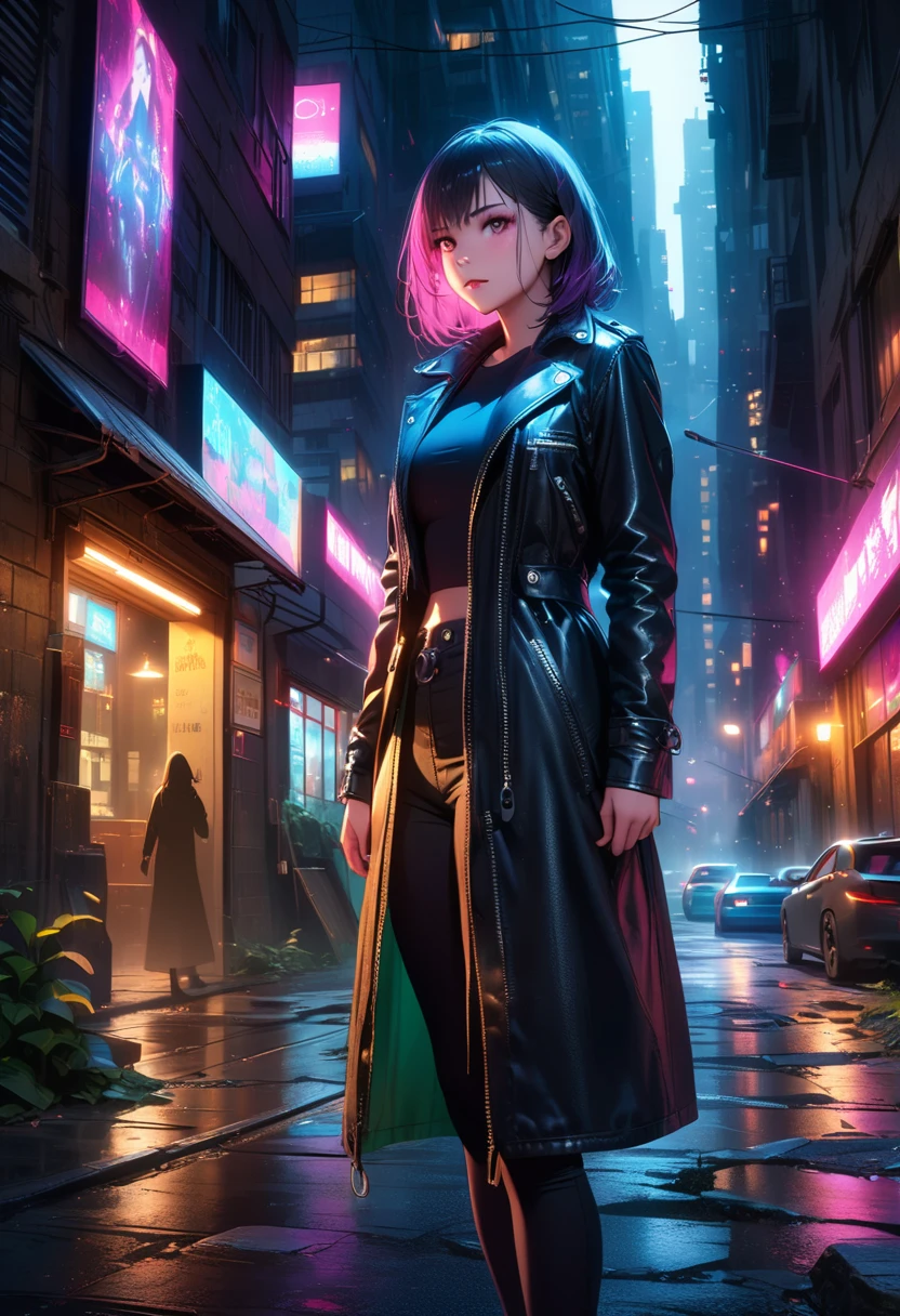 best quality,ultra-detailed,realistic,sniper aiming at girl, city,night scene,dark alley,vivid colors,portraits,gritty urban,high-rise buildings,shadows and contrast,sharp focus,dim street lights,city skyline silhouette,weapon in hand,mysterious atmosphere,dramatic composition,emotional expression,leather jacket,fierce determination,deserted streets,abandoned cars,threatening presence,hidden danger,curved alleyways,lonely figure,stark contrast,bullet piercing the air,stray cat in the shadows,neon signs flickering,nighttime haze,misty rain,uneasy tension,silhouette in the crosshairs,adrenaline rush