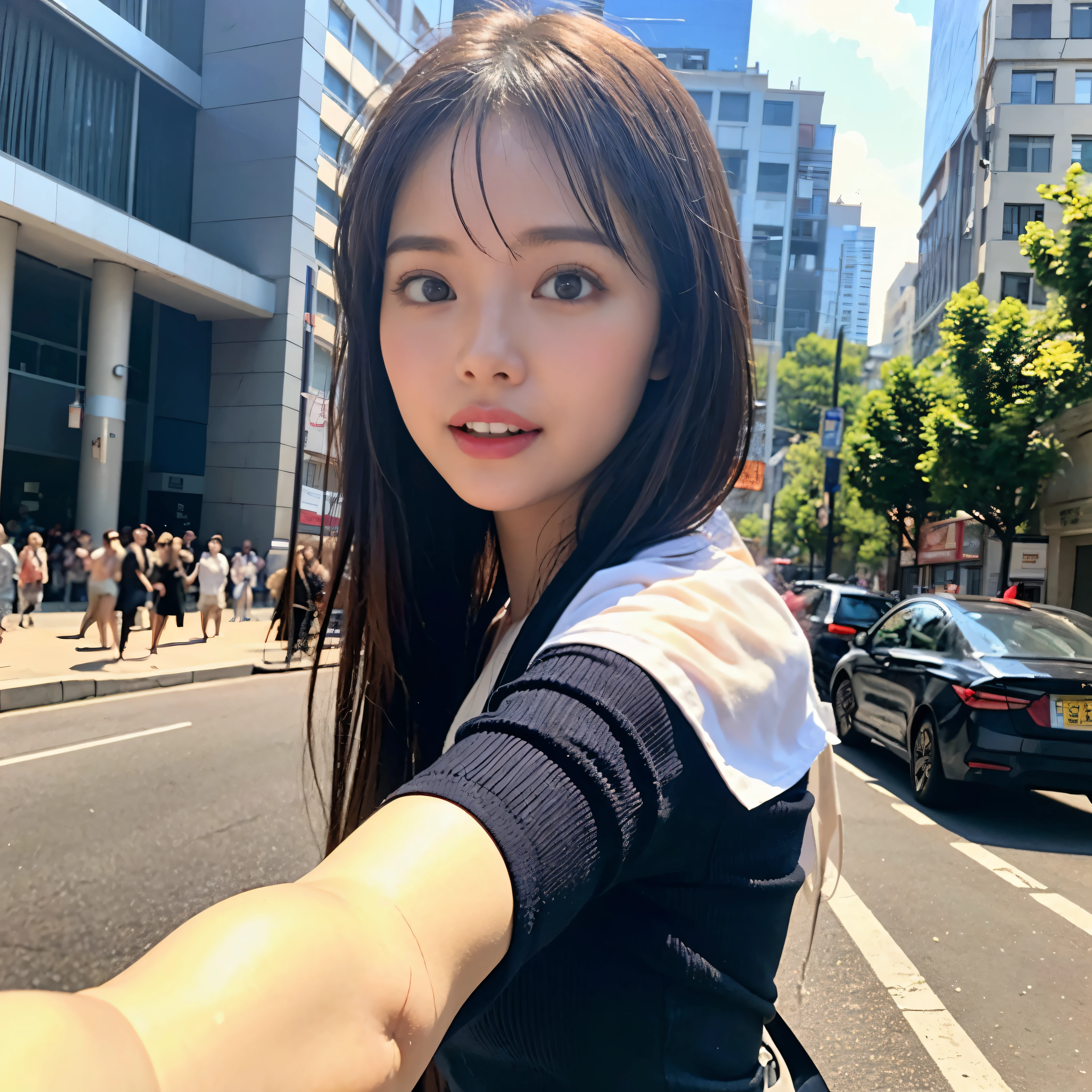 (highest quality、4k、8k、High resolution、master piece: 1.2)、Super detailed、(real、photorealistic、photorealistic: 1.37)、Destruction of a Great City、A telekinetic woman stands in front of a jellyfish robot controlled by an invader 、Women are young and beautiful、18-year-old、unparalleled beauty、Insert mental barriers to resist robot attacks、vibrant cityscape、Bright colors、Shining skyscrapers、busy street、Futuristic architecture and technology、Advanced holographic display、Neon light splashes 、dramatic lighting、intense shadow、Awe-inspiring power that exudes from women、Determination in His Eyes、An elegant flowing gown、Dynamic action in the wind、Reach out and rush towards the robot.、A powerful energy emanates from the hands、Blue glowing aura、sparks of electricity、electricity crackling in the air、A vortex of energy surrounding a woman、A fascinating and surreal atmosphere、A sense of danger and impending destruction、Background chaos and destruction、Crumbling buildings、flying debris、Smoke and flames、 The contrast between beauty and destruction、The war between technology and the extraordinary power of young women。