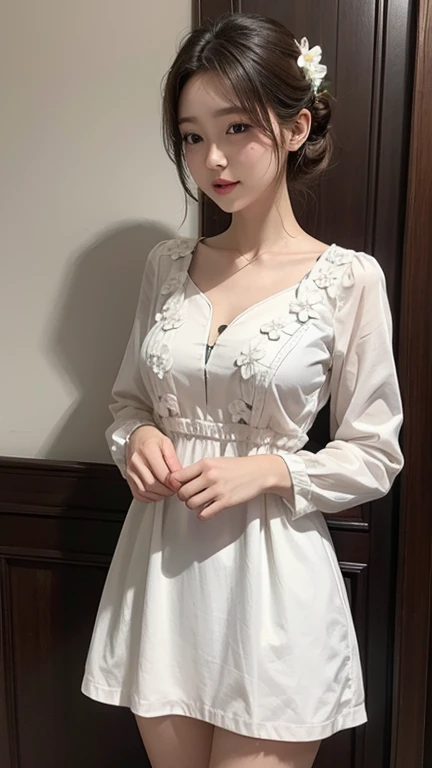 dress white thin flower pattern , medium breast