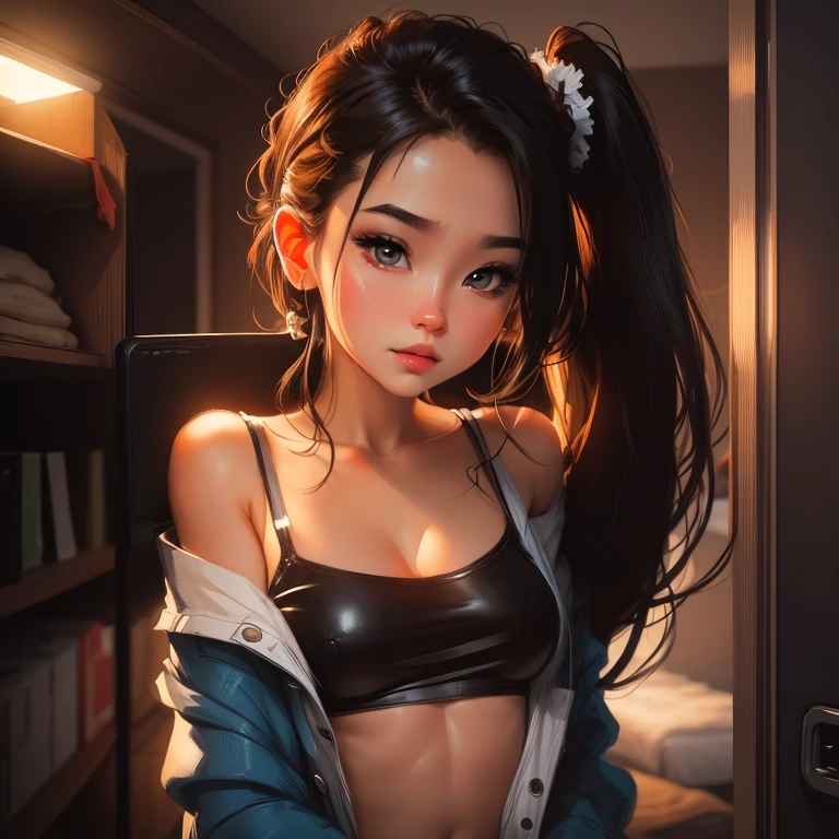 Beautiful  girl with a medium size perky breast posing for a picture, hyper realistic anime, realistic anime 3 d style, photorealistic anime, seductive anime girl, 3 d anime realistic, artwork in the style of guweiz, realistic anime, anime girl in real life, photorealistic anime girl render, realistic anime artstyle, ig model | artgerm