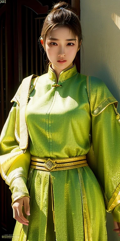 realistic, High resolution, soft light,1 female, alone, hip up, glowing skin, (detailed face), chinese armor,