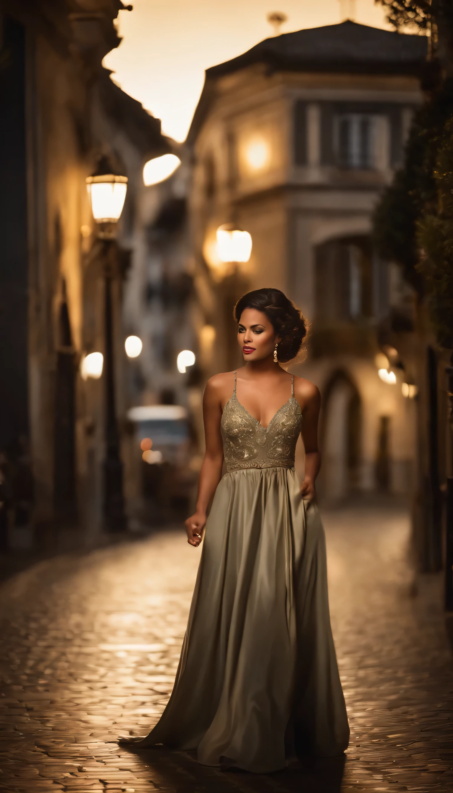 parte mestre, Melhor qualidade, (fotorrealista:1.4), corpo inteiroesbian, (vestir:1.1)(formal robes at night:1.1)(Fios 1.1)(Borda de muda bordada Q1.1) vista sobre a cidade, cinematic light, linda mulher,mulher agitada,32 anos, ((From any direction)), desporto, seios grandes, cabelos pretos,chinese face, borda, vestido detalhado,estilo detalhado
