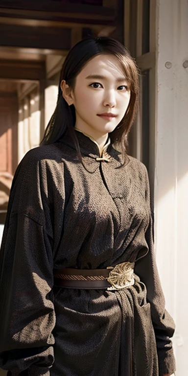 realistic, High resolution, soft light,1 female, alone, hip up, glowing skin, (detailed face), chinese armor,