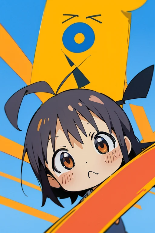 obra de arte, Melhor qualidade, high resolution, 1 garota, oyama_maravilha, ahoge, (nichijou,Quadrinho,manga style,xo face)