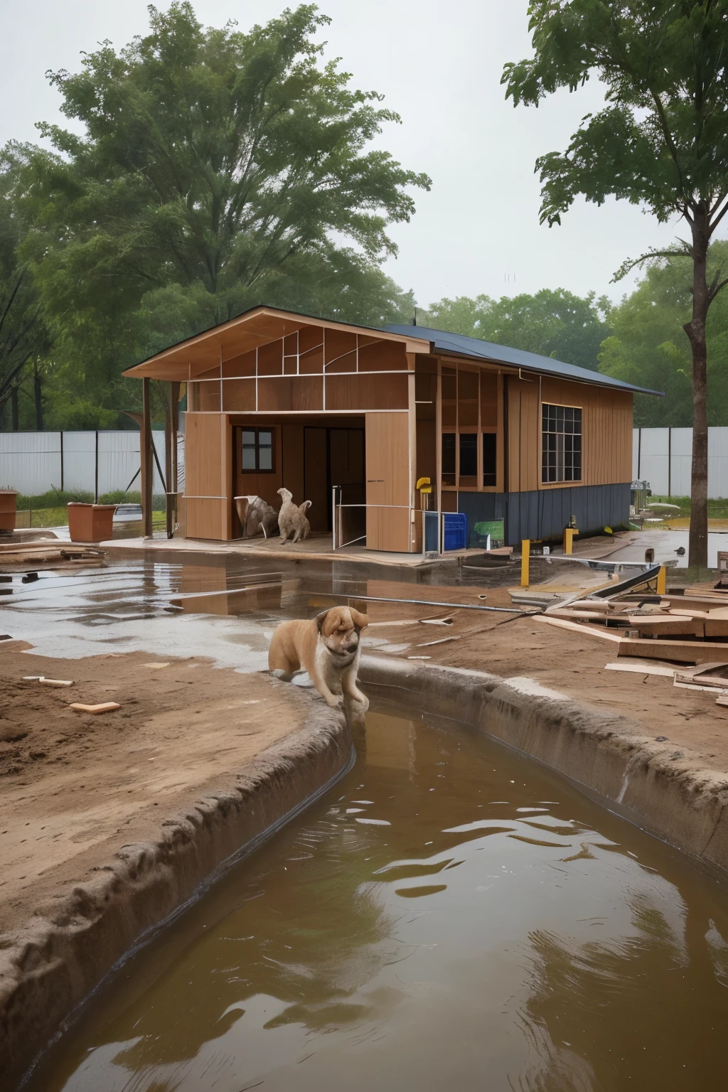 It will consist of the construction of a canine and feline home, which is specifically designed to adapt to the temperate rainy climate ,que experimenta lluvias, humidity and winds throughout the year. The shelter will be located in a strategic area that allows easy access ,This shelter design will include adequate structures to protect dogs from the harshness of the weather., They will be covered with raised rest areas and an efficient drainage system to prevent water accumulation., In addition, sustainability measures will be implemented, such as collecting rainwater for reuse, as well as using eco-friendly materials in construction.. el cual este detallado