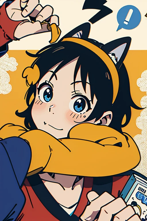 masterpiece, best quality, highres, 1girl,oyama_mahiro,ahoge,(nichijou,comic,manga style,xo face,pose)