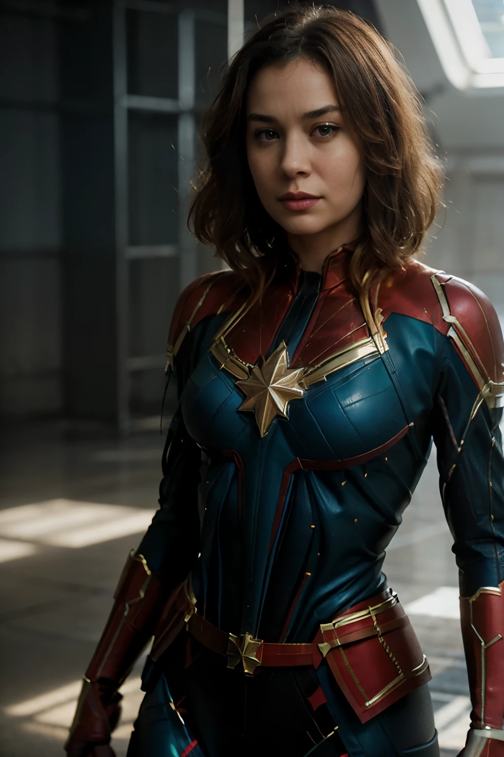 (Realistic photo), (Captain Marvel), 8k, (artwork), woman, ((Beautiful).