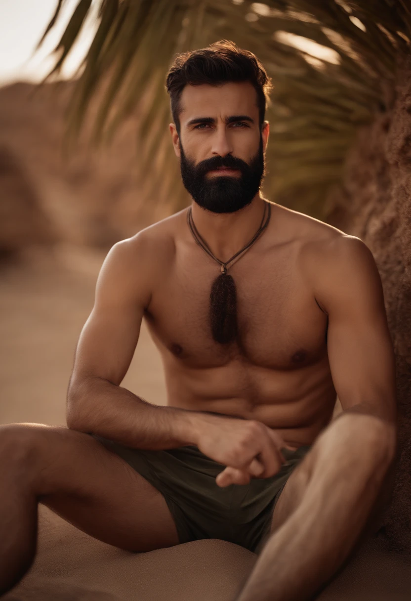 Handsome beard Turkish guy tall thin shirtless desert bikini armpit underwear hairy legs