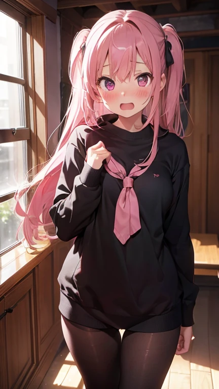 mastute piece,Best Quality,insanely detailed,8k cg,nsfw,
shoot upper body,(body in front:1.1),1girl,standing,looking at viewer,(full body tights),BREAK,blush,shy,ecstasy face,gasping,(trembling:1.2),pink hair,break,open mouth,gorgeous-bedroom,