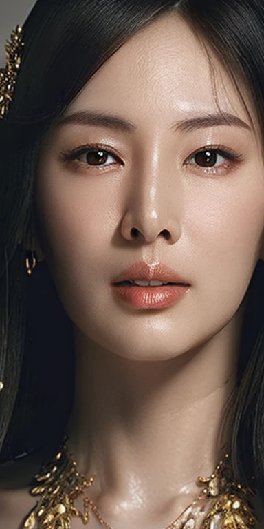 realistic, High resolution, soft light,1 female, alone, hip up, glowing skin, (detailed face), chinese armor