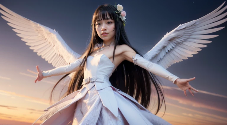 (Photo:1.3), highdetail, Yui, solo, smile, wings, (acclaimed, alluring, captivating, exciting, gorgeous, striking:1.3), beautiful, (highly detailed, high quality:1.3)