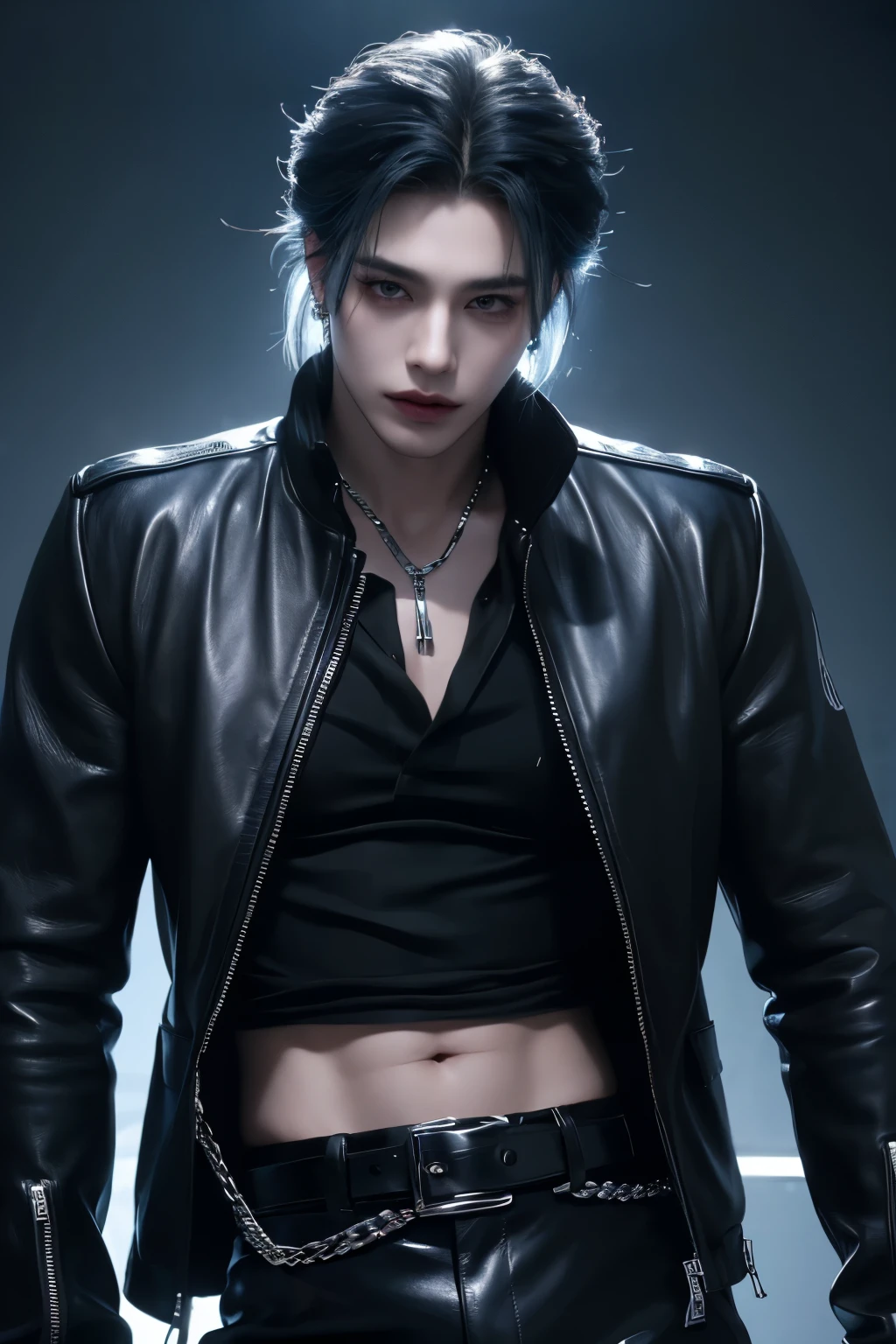 make a goth boy falling out of the matrix with headphones on
