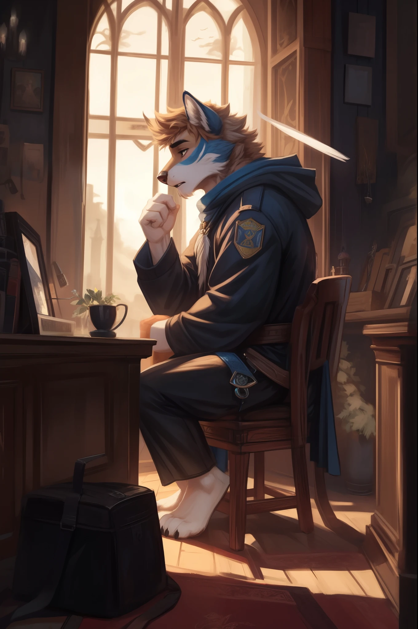 (((Barefoot furry character, full body, cinematic setting, male)))
Masquerading as a man with a reason.
My charade is the event of the season
and if I claim to be a wise man, well
it surely means that I don't know.
On a stormy sea of moving emotion
tossed about I'm like a ship on the ocean.
I set a course for winds of fortune,
but I hear the voices say:
(Carry on my wayward son.)
(There'll be peace when you are done.)
(Lay your weary head to rest.)
(Don't you cry no more.)
BREAK, detailed background, 8K, (masterpiece:1.5), intricate details, highly detailed, extreme detail, octane render, fine art, best quality, highres, (detailed face:1.5), ((full_body)), UHD, (((perfect hands)))