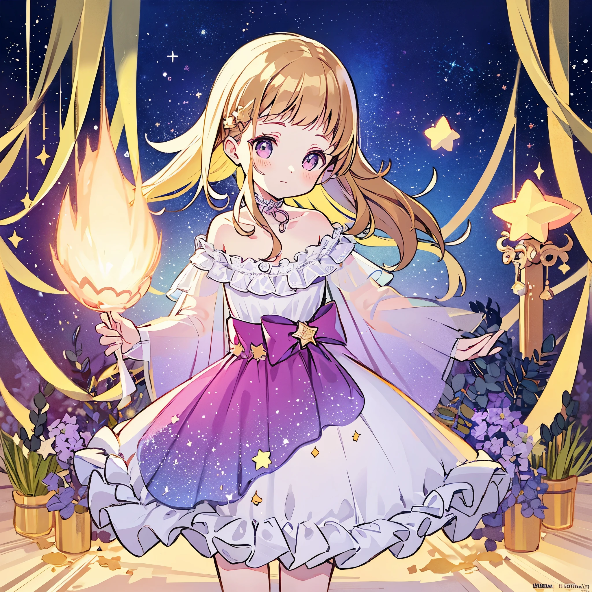 complex background, wishing star background, a woman wearing an ethereal mystical pink translucent dress that reflects the stars, perfume promo art, mystic, complex drawing, highly detailed, Covergirl brand, promo art, artistic rendition, ethereal, starry night, midjourney style